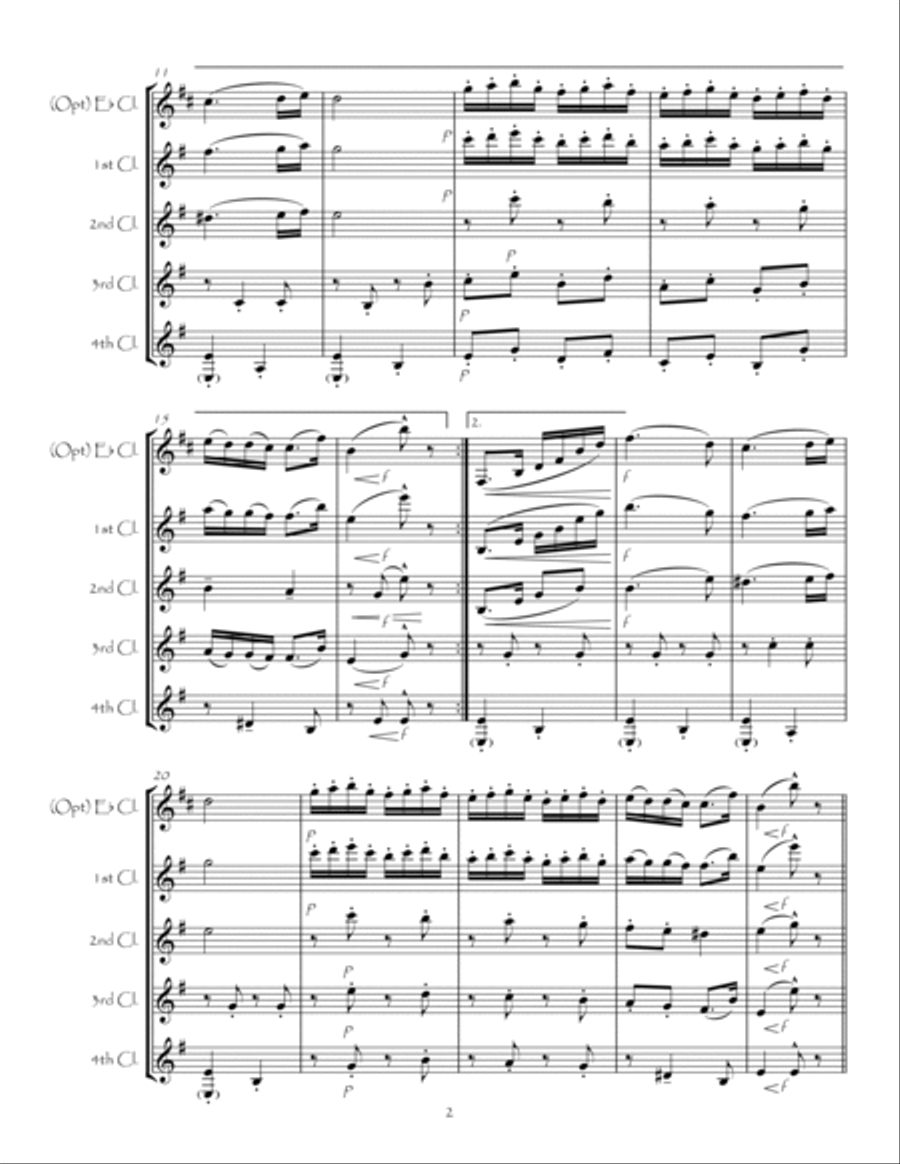 Hungarian Dance No5 for Clarinet Quartet Clarinet Quartet scores gallery preview page 2