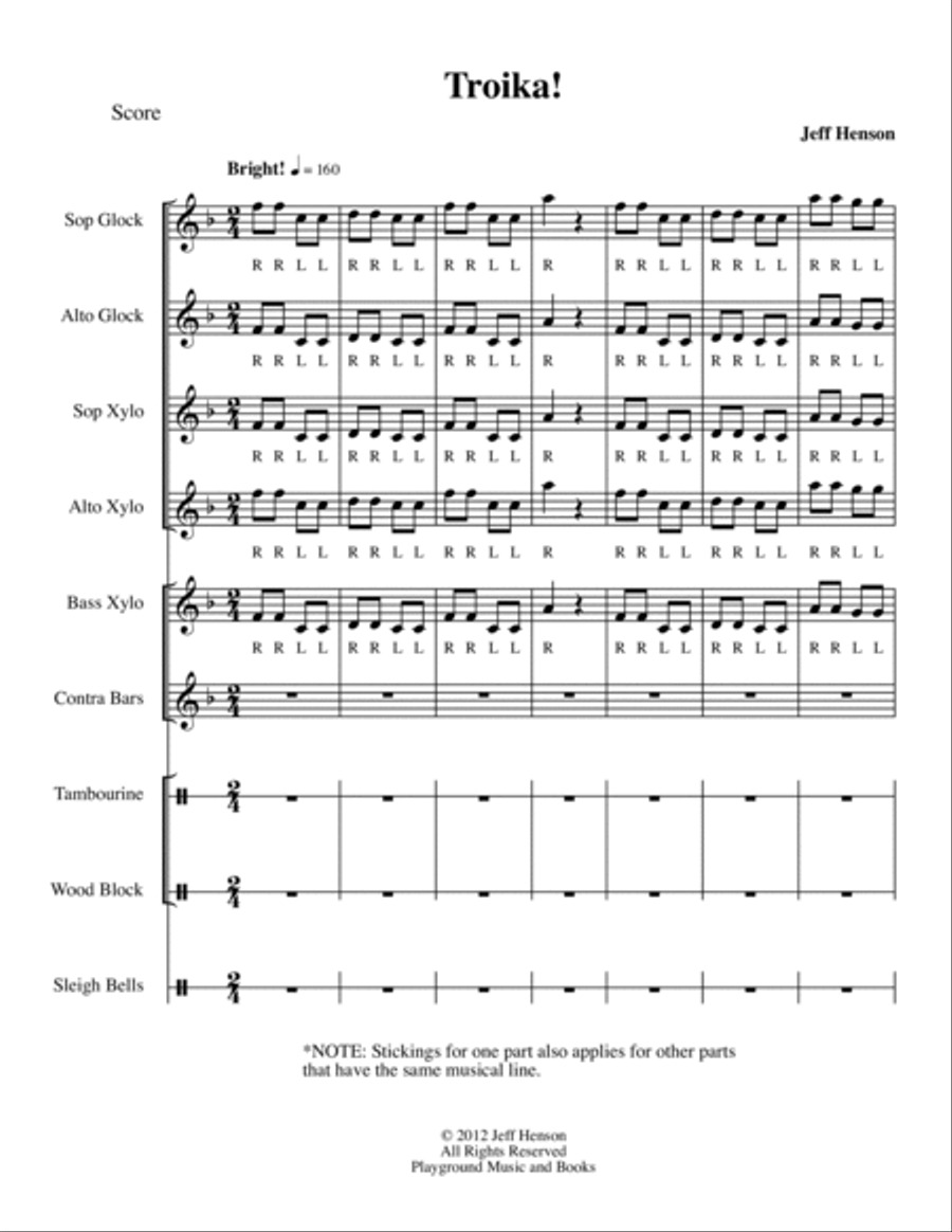 Troika! Orff Instrument scores gallery preview page 3