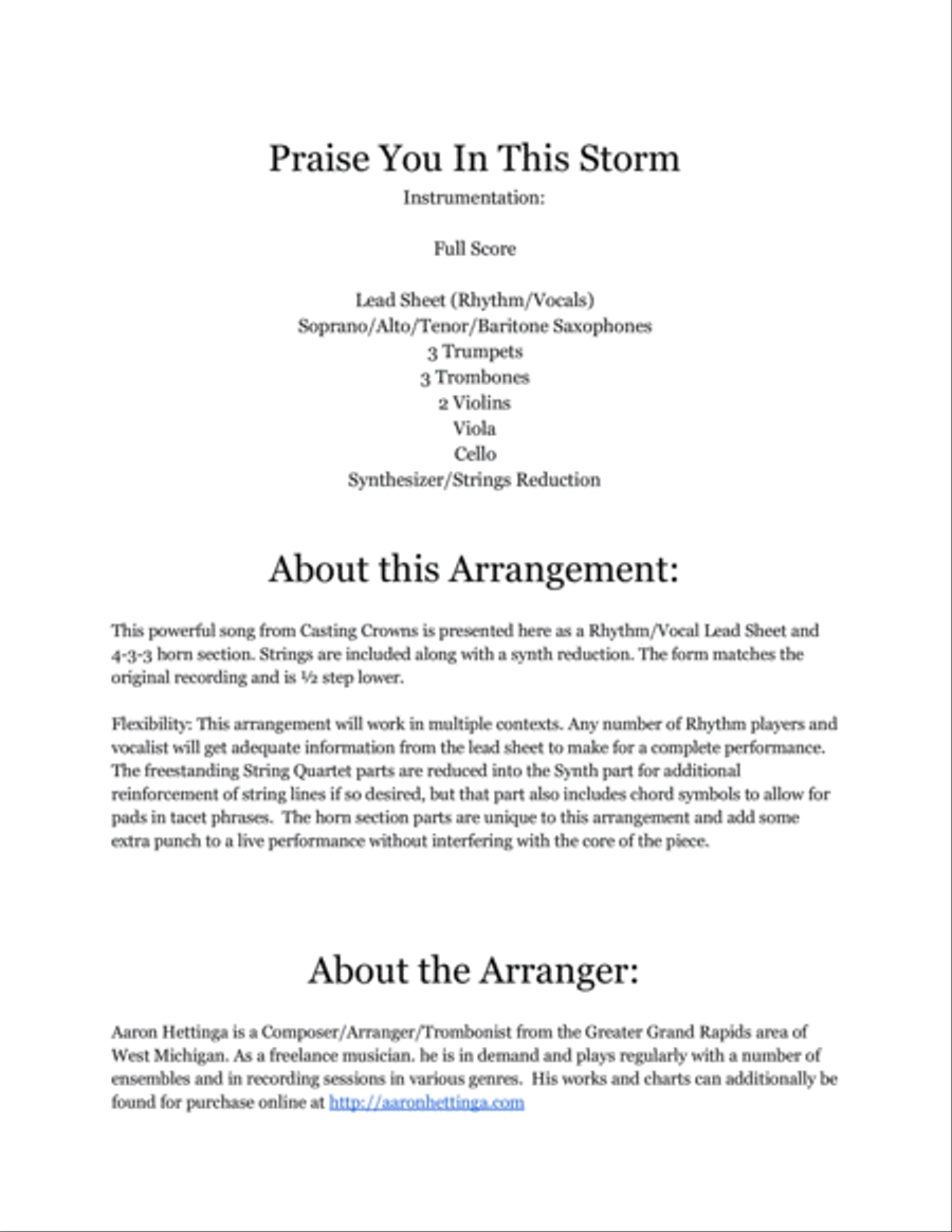 Praise You In This Storm Large Ensemble scores gallery preview page 2