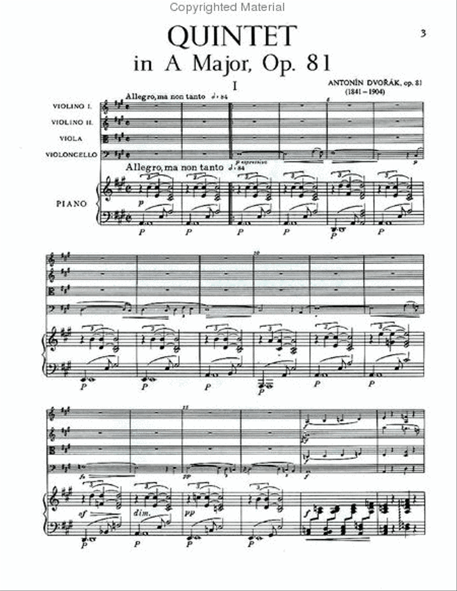 Dvorak - Quintet in A Major, Op. 81 Piano scores gallery preview page 2