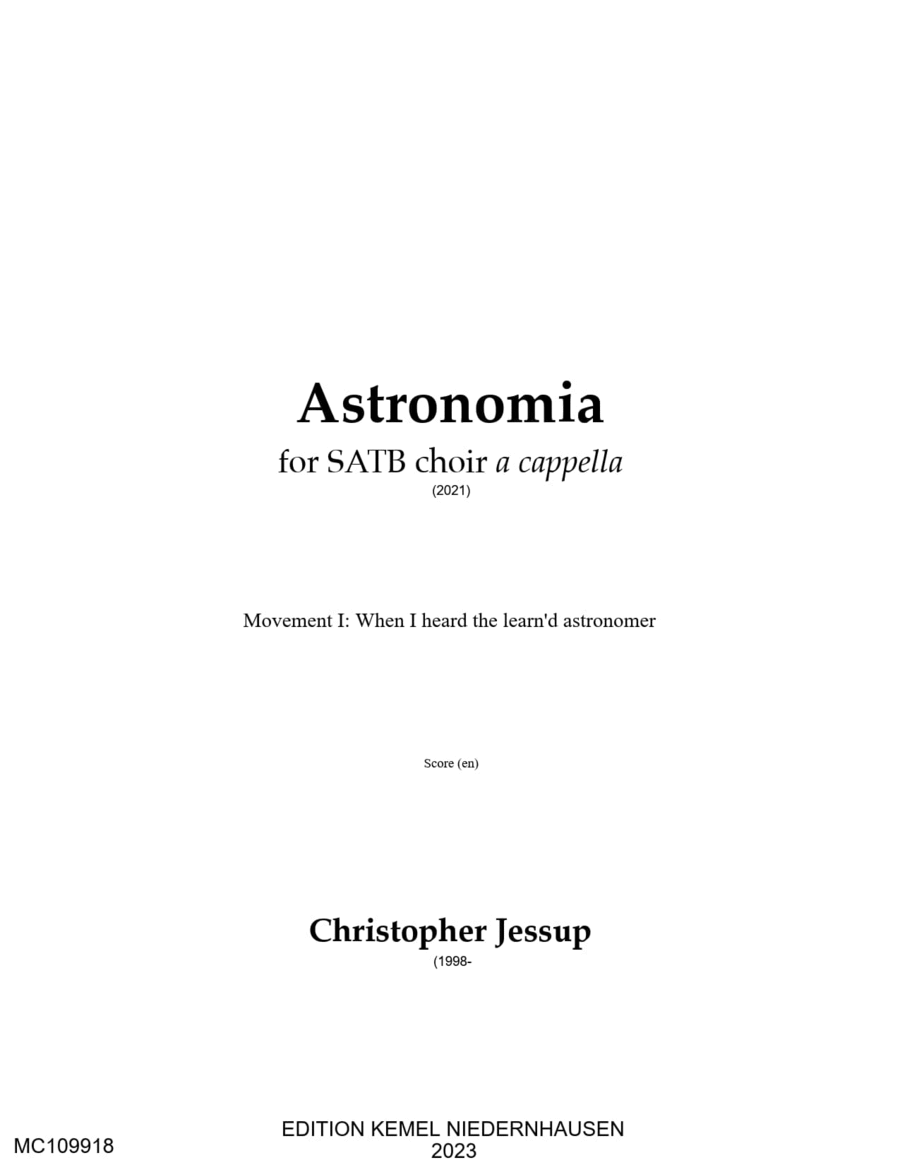 Astronomia - for SATB choir a cappella, 2021
