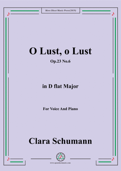 Clara-O Lust,o Lust,Op.23 No.6,from'6 Lieder,Op.23',in E Major,for Voice and Piano image number null