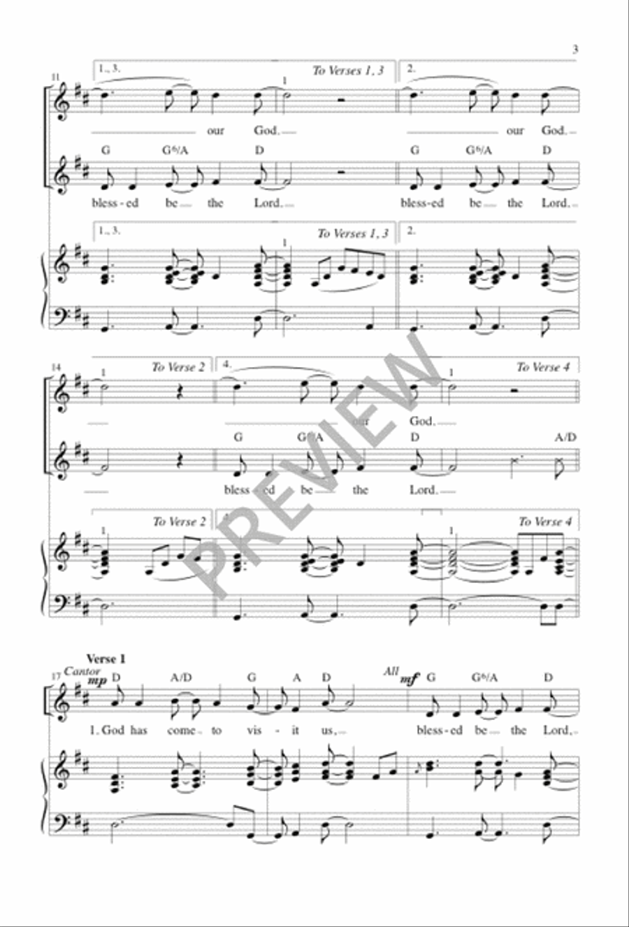 Blessed Be the Lord Unison Choir scores gallery preview page 2