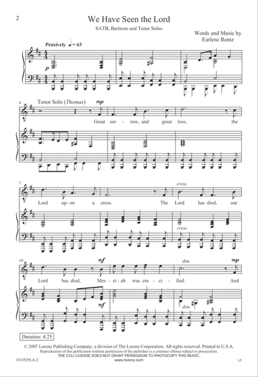 We Have Seen the Lord 4-Part scores gallery preview page 2