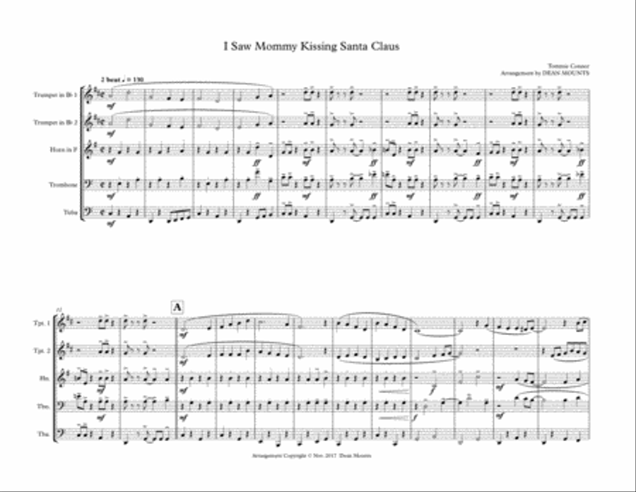 I Saw Mommy Kissing Santa Claus Brass Ensemble scores gallery preview page 1
