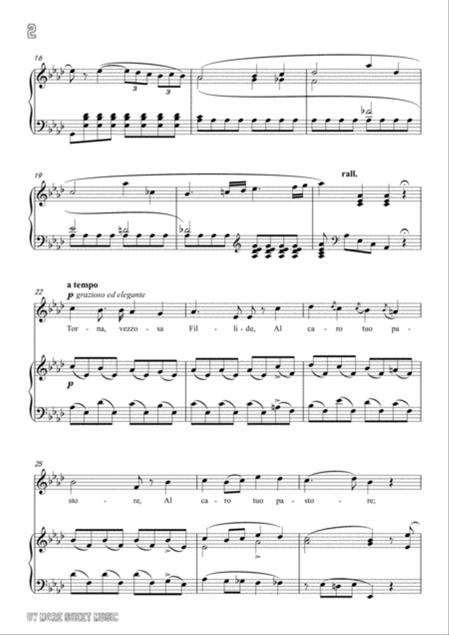 Bellini-Torna,vezzosa fillide in A flat Major,for voice and piano Voice Solo scores gallery preview page 4