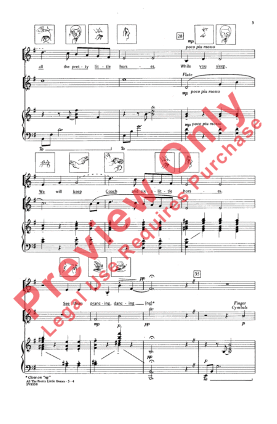 All the Pretty Little Horses Unison Choir scores gallery preview page 5
