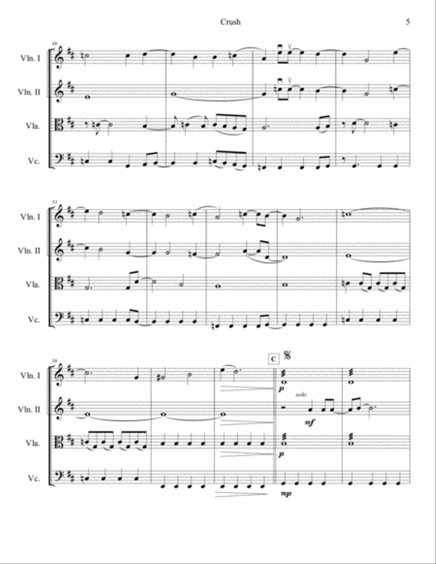Crush Crush String Quartet scores gallery preview page 6
