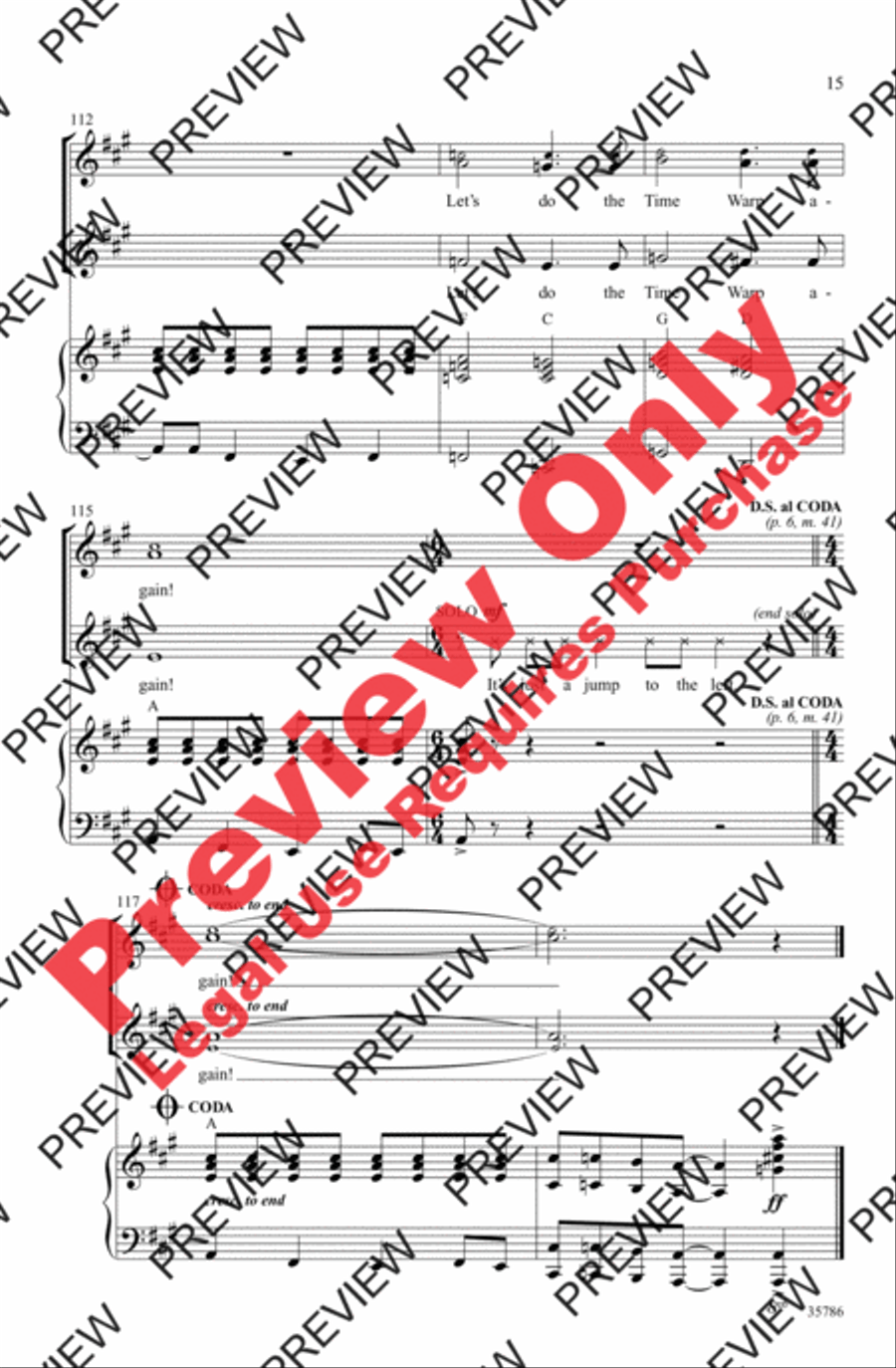 The Time Warp (from The Rocky Horror Picture Show) 2-Part scores gallery preview page 15