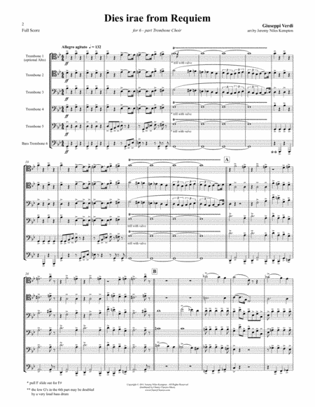 Dies Irae from Requiem for 6-part Trombone Ensemble w. opt. parts