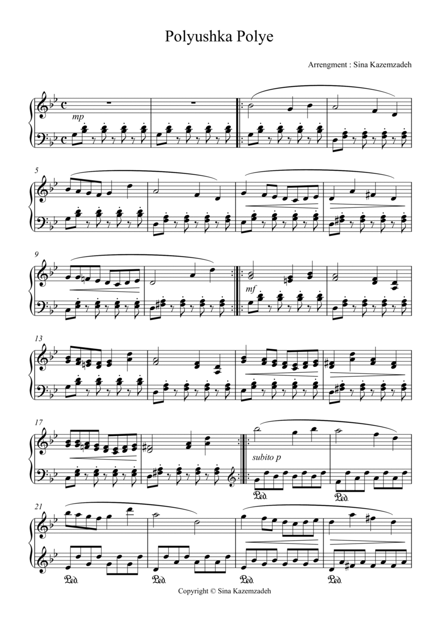 Polyushka Polye Piano Solo scores gallery preview page 1