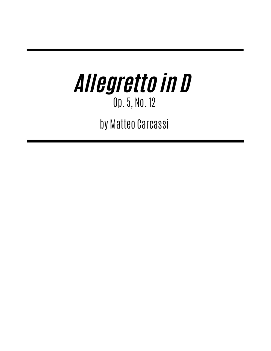 Allegretto in D (for Solo Guitar) Chamber Music scores gallery preview page 1