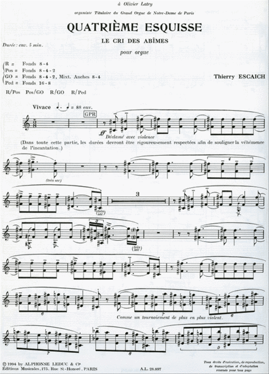 Escaich Esquisse No.4 Le Cri Des Abimes Organ Book Organ scores gallery preview page 2