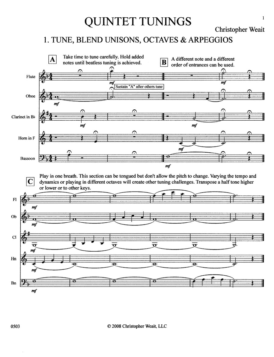 Quintet Tunings for wind quintet (5’) - Score Only Woodwind Quintet scores gallery preview page 3