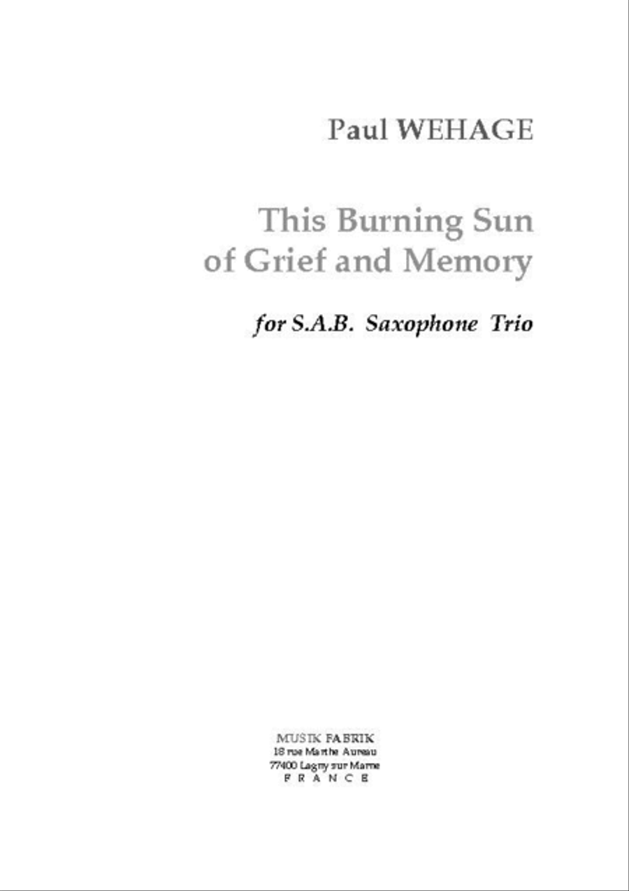 This Burning Sun of Grief and Memory... 3-Part scores gallery preview page 1