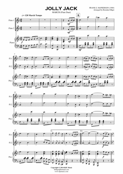 Jolly Jack March - Flute Duet with Piano PDF image number null