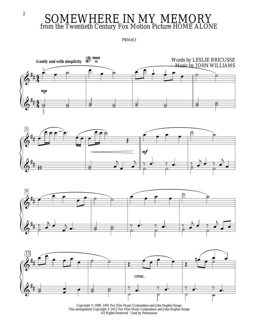 Somewhere In My Memory Piano Duet scores gallery preview page 2
