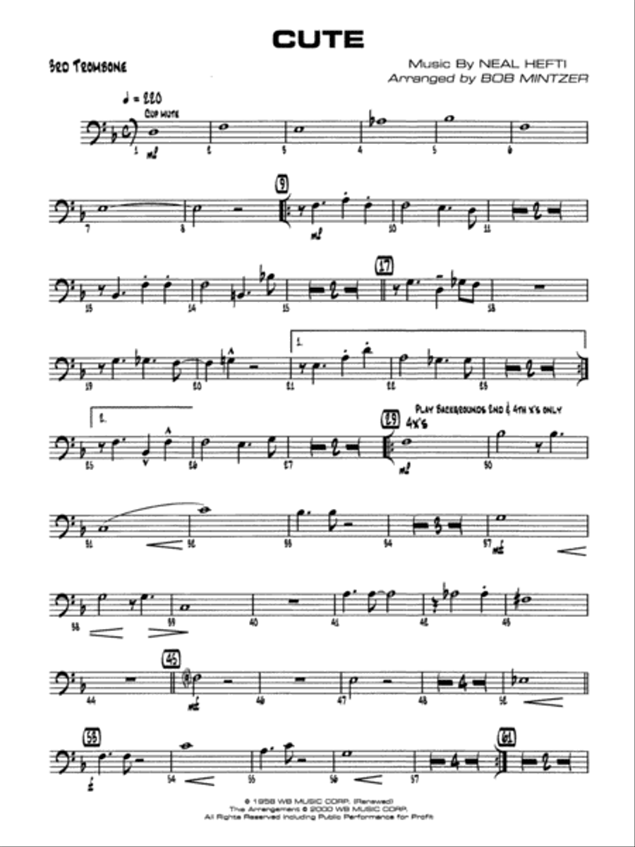 Cute: 3rd Trombone Jazz Ensemble scores gallery preview page 1