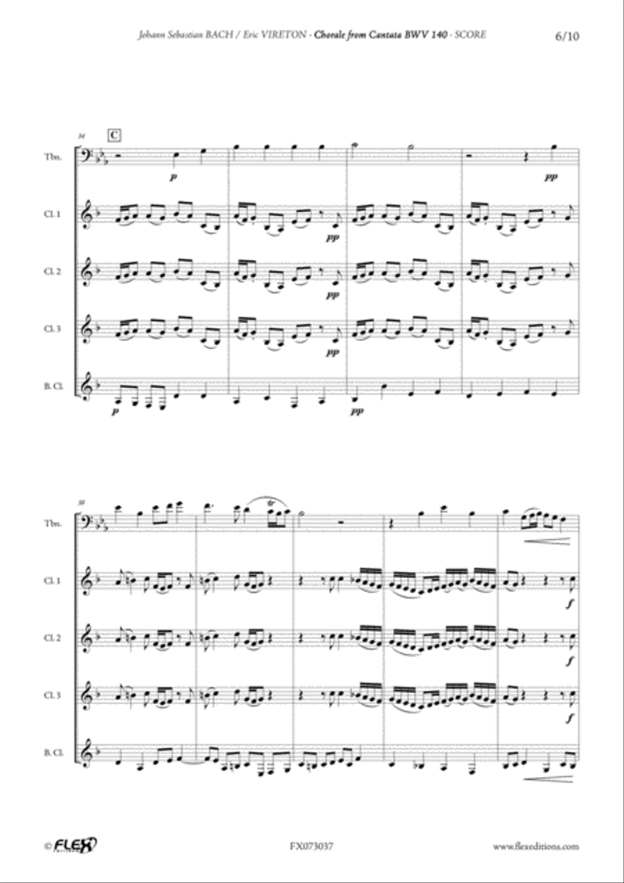 Chorale from Cantata BWV 140 Clarinet Quartet scores gallery preview page 6