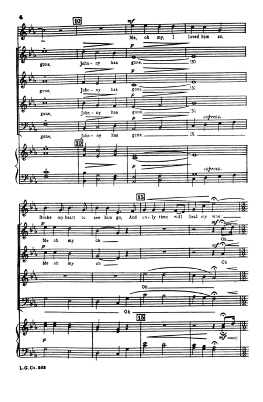 Johnny Has Gone for a Soldier 4-Part scores gallery preview page 3