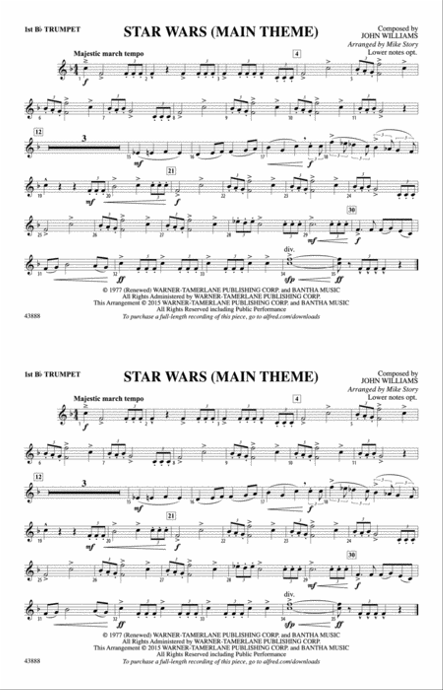 Star Wars (Main Theme): 1st B-flat Trumpet Marching Band scores gallery preview page 1
