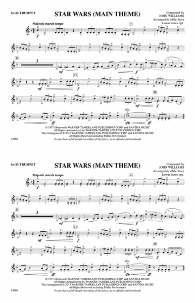 Star Wars (Main Theme): 1st B-flat Trumpet