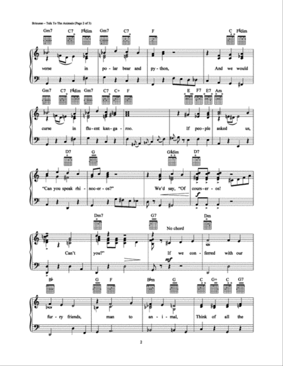 Talk To The Animals Talk To The Animals Piano, Vocal, Guitar scores gallery preview page 2