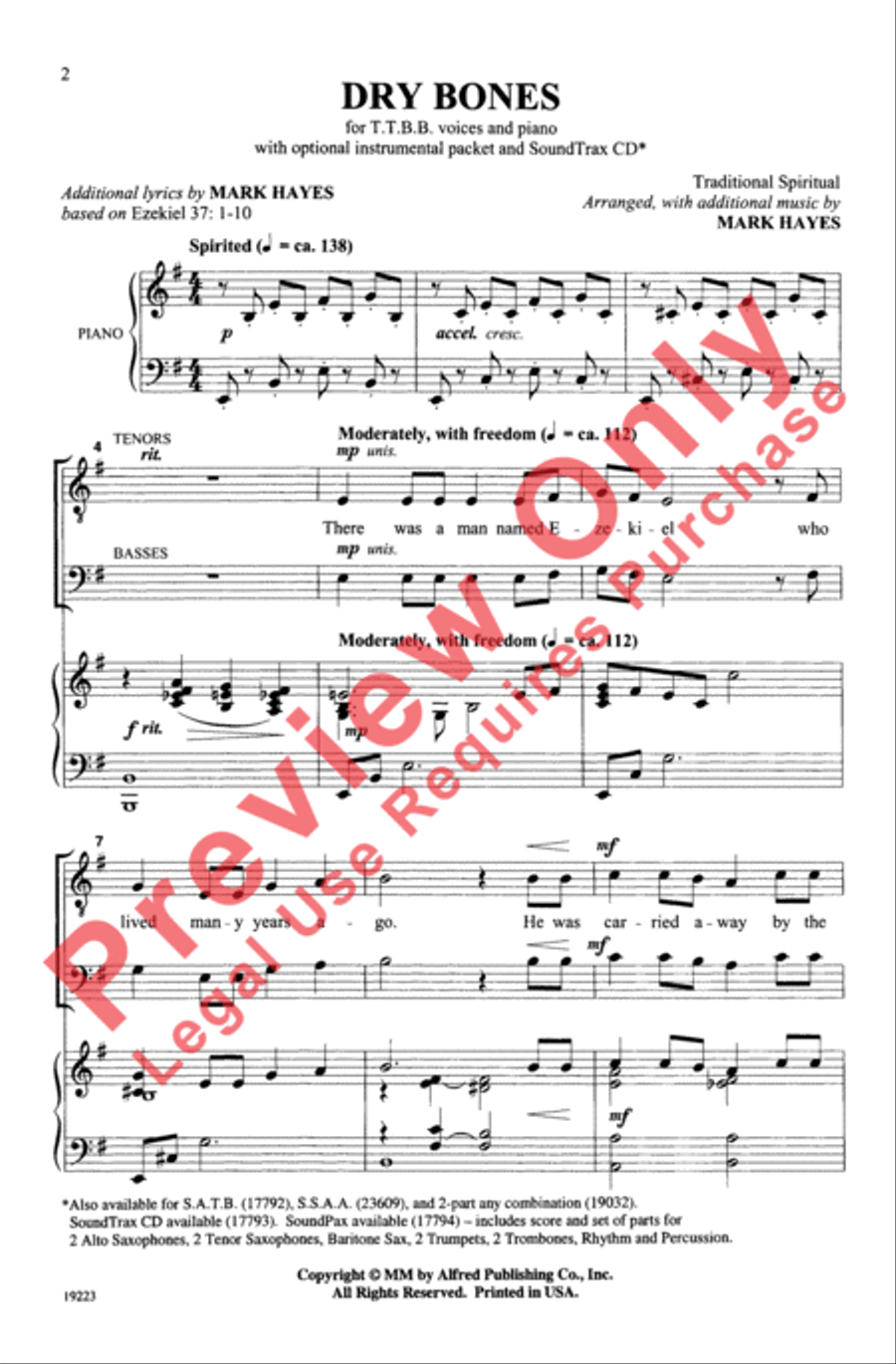 Dry Bones Men's Choir scores gallery preview page 2