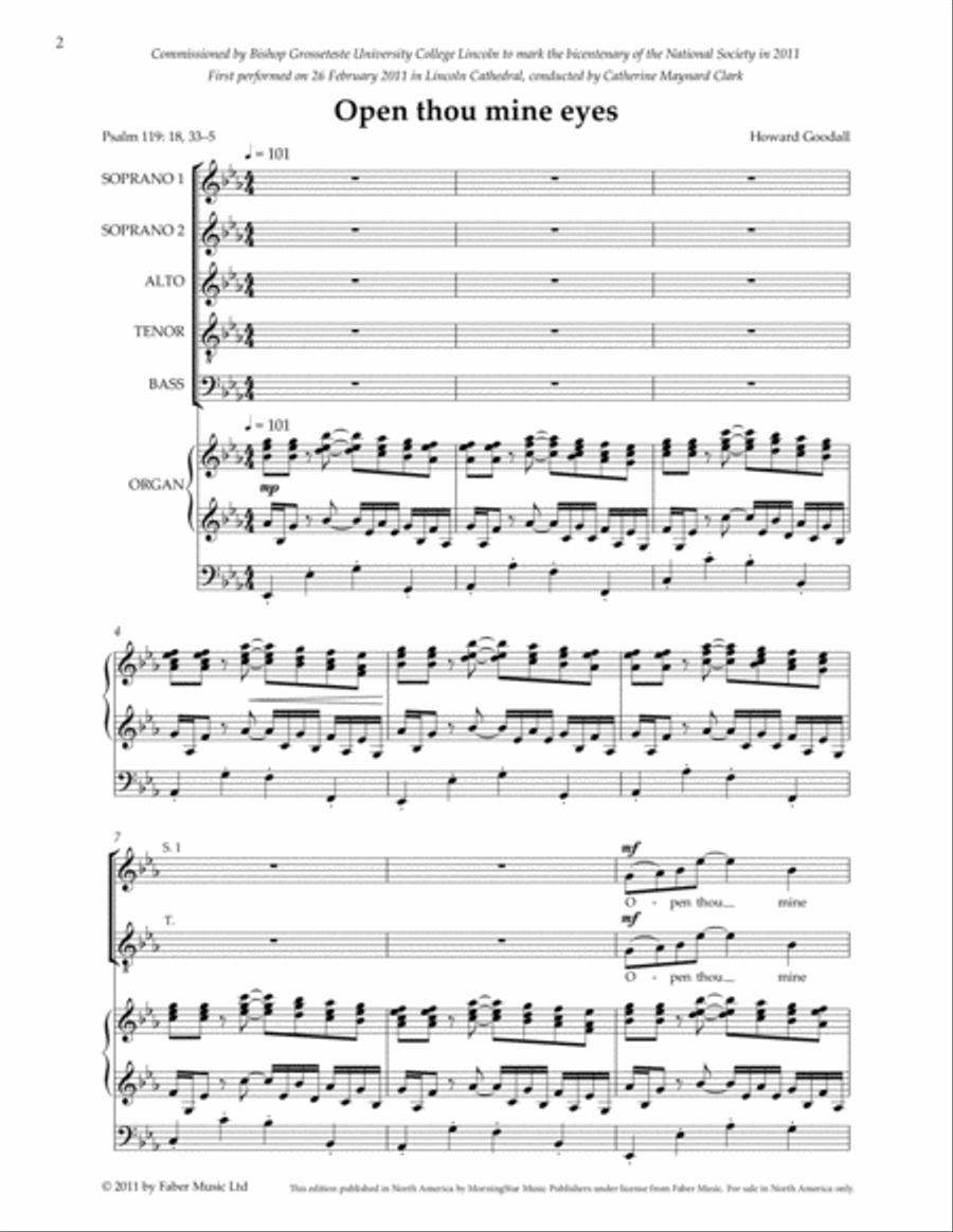 Open thou mine eyes SSATB scores gallery preview page 2