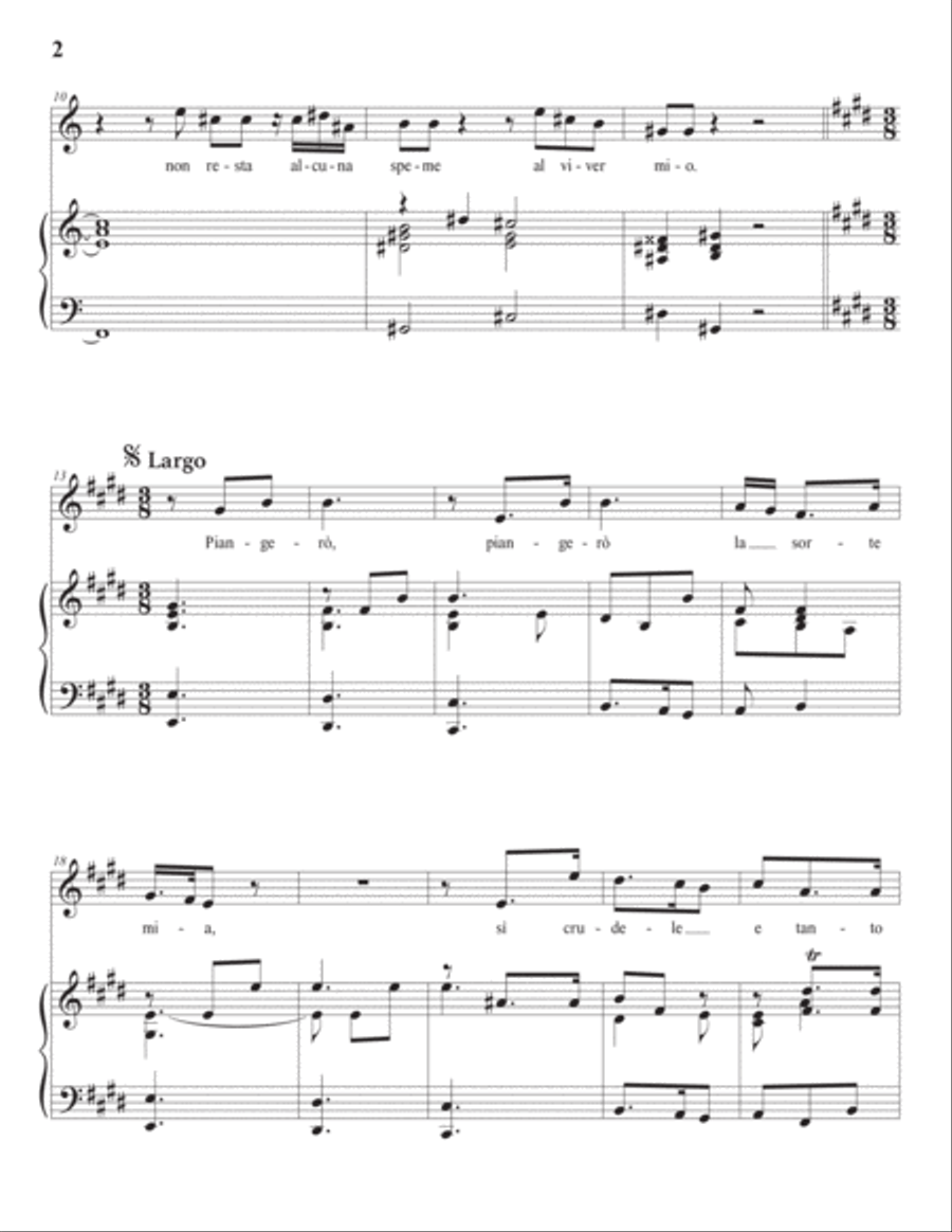 HANDEL: Piangerò la sorte mia (transposed to E major) Voice scores gallery preview page 3
