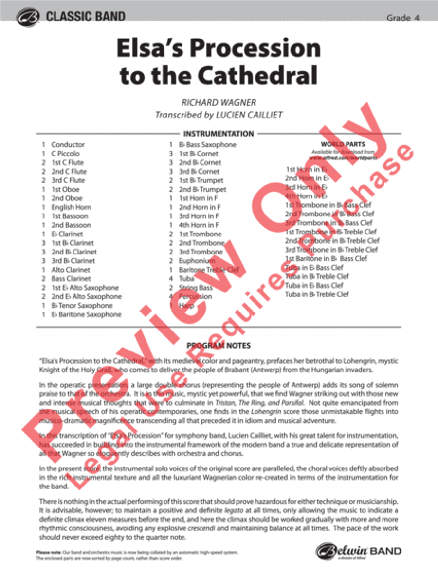Elsa's Procession to the Cathedral Concert Band scores gallery preview page 2