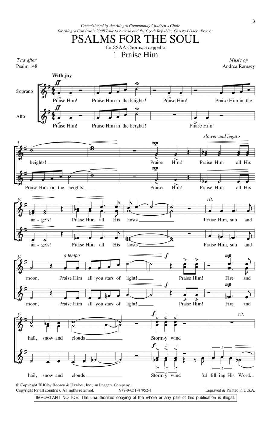 Psalms For The Soul Psalms For The Soul SSA scores gallery preview page 1