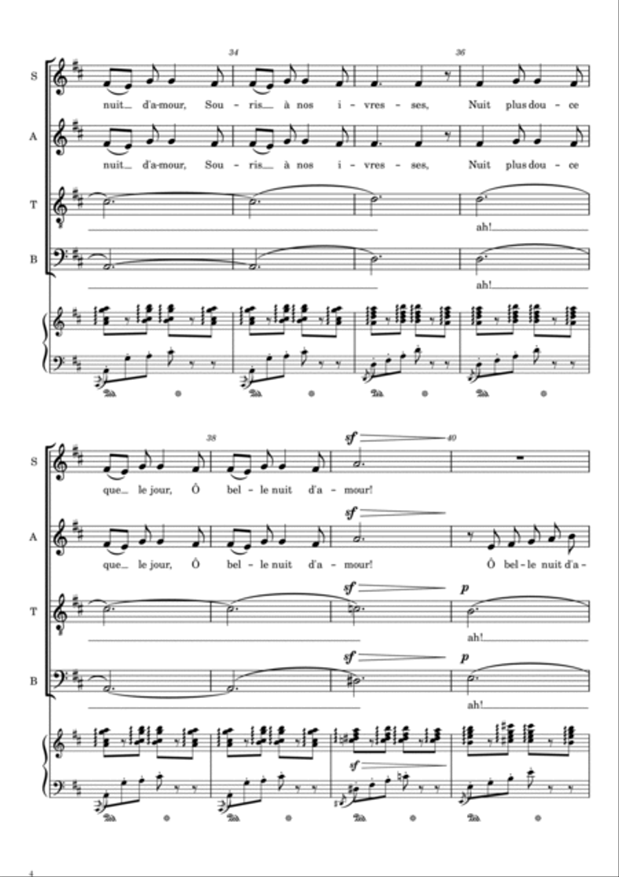 Barcarolle from 'Les contes d'Hoffmann' - (SATB) - For Acappella - With Lyric 4-Part scores gallery preview page 4
