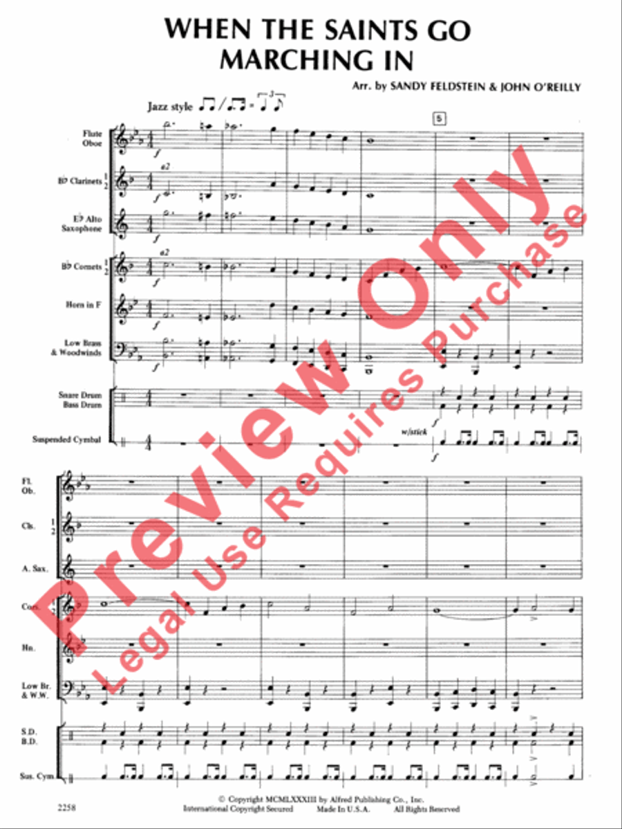 When the Saints Go Marching In Concert Band scores gallery preview page 3