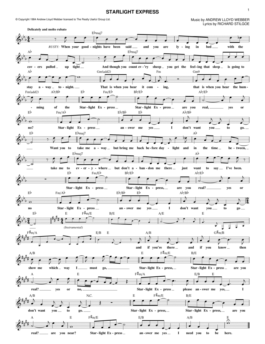 Starlight Express Piano scores gallery preview page 1