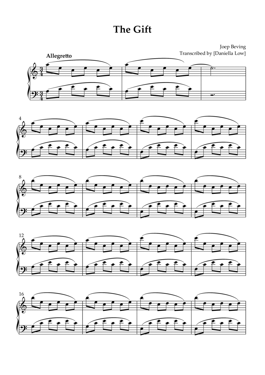 The Gift The Gift Piano Solo scores gallery preview page 1