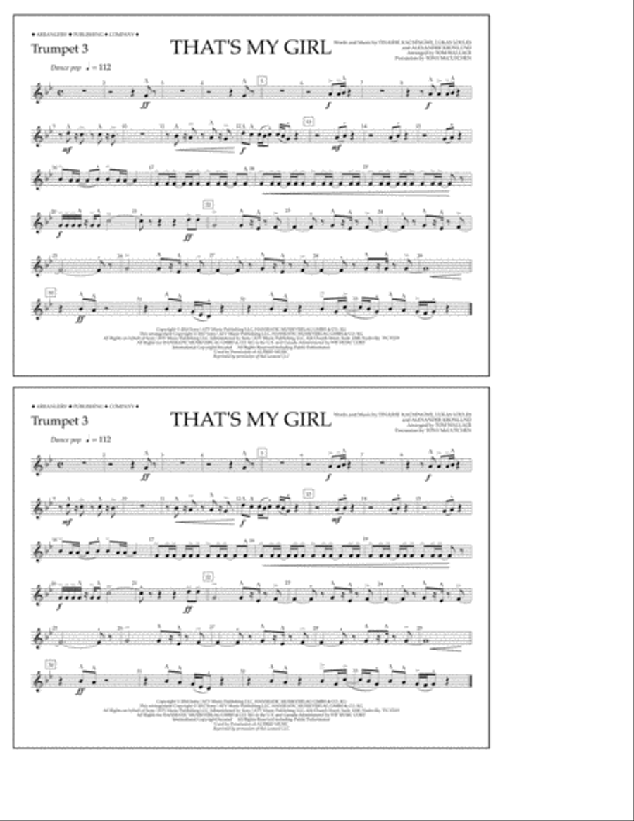 That's My Girl - Trumpet 3 Marching Band scores gallery preview page 1