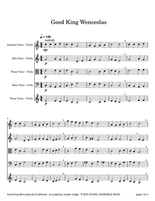 Good King Wenceslas for String Quartet in Schools