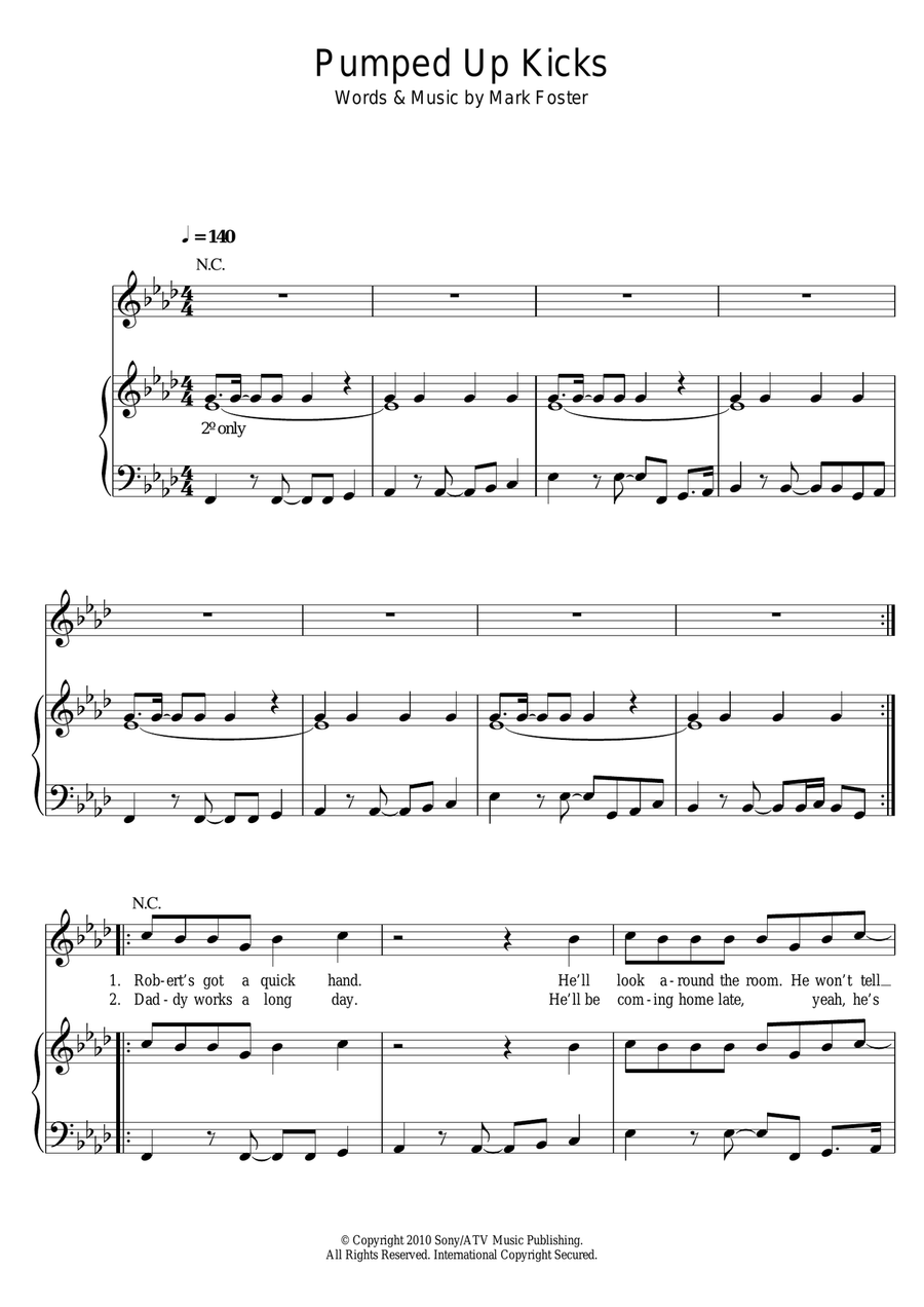 Pumped Up Kicks Acoustic Guitar scores gallery preview page 1