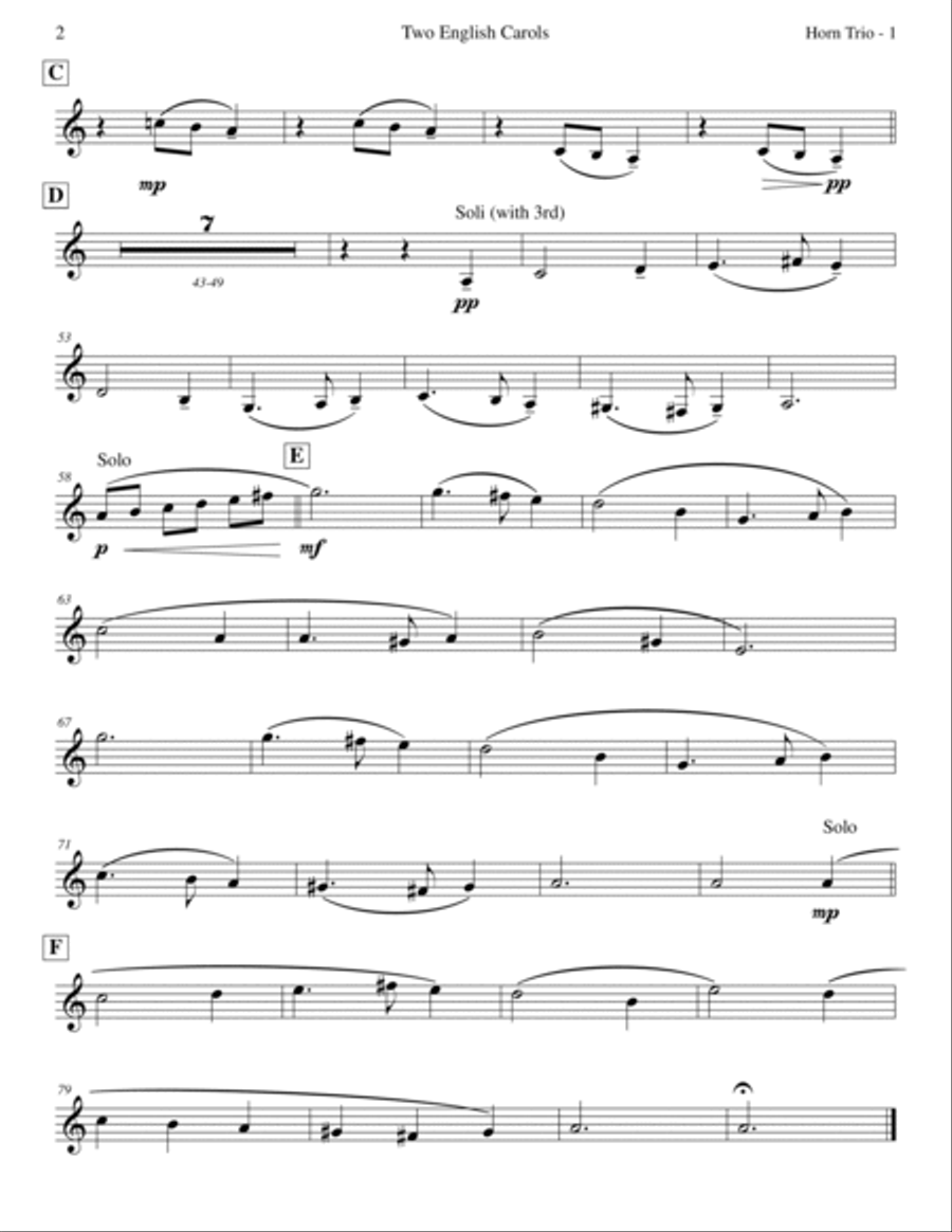 Two English Carols (Coventry Carol; What Child Is This?) - Horn Trio Brass Trio scores gallery preview page 5