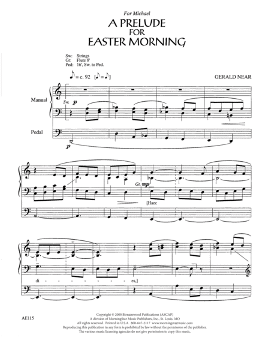 A Prelude for Easter Morning Organ scores gallery preview page 2