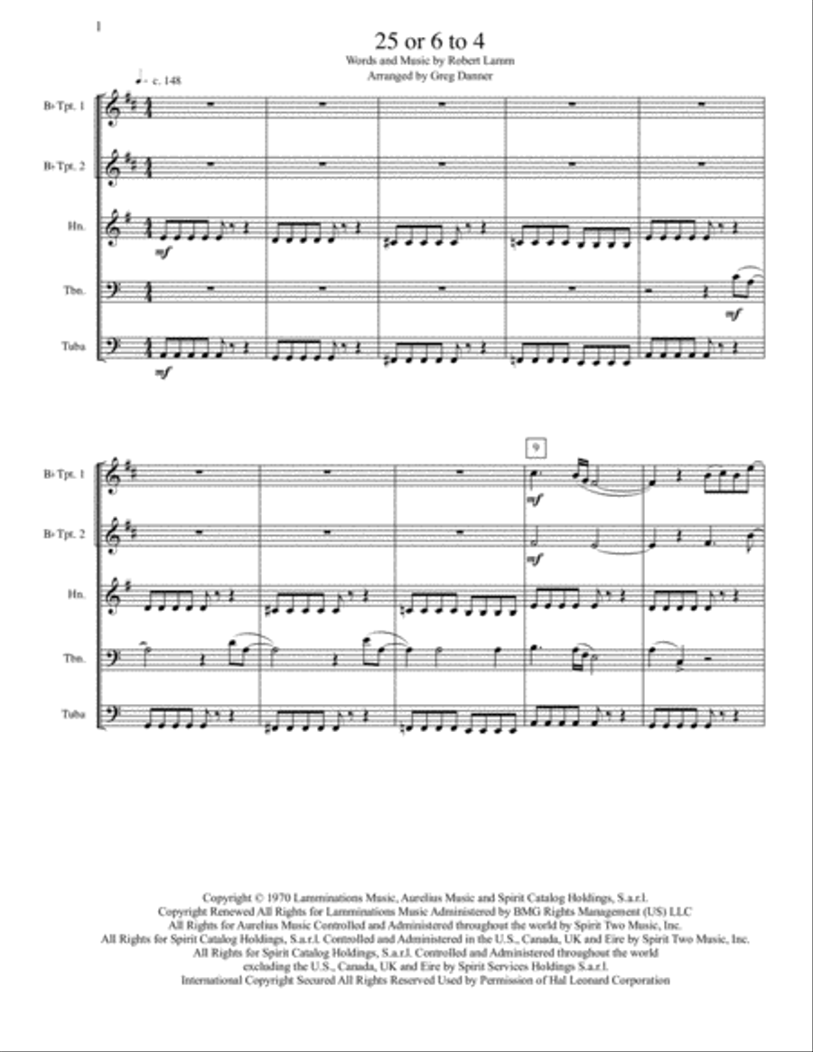 25 Or 6 To 4 by Chicago Brass Quintet - Digital Sheet Music