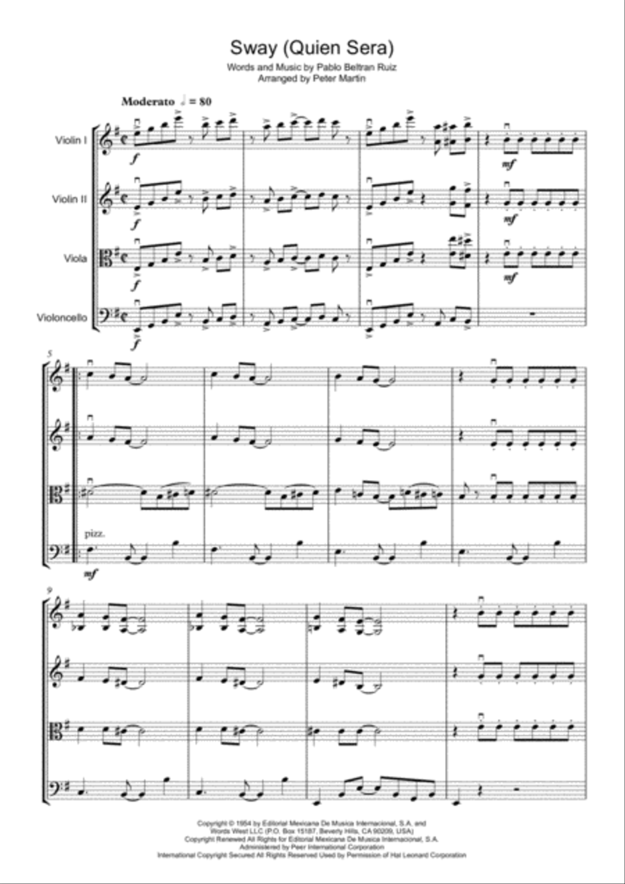 Sway (Quien Sera) String Quartet scores gallery preview page 4