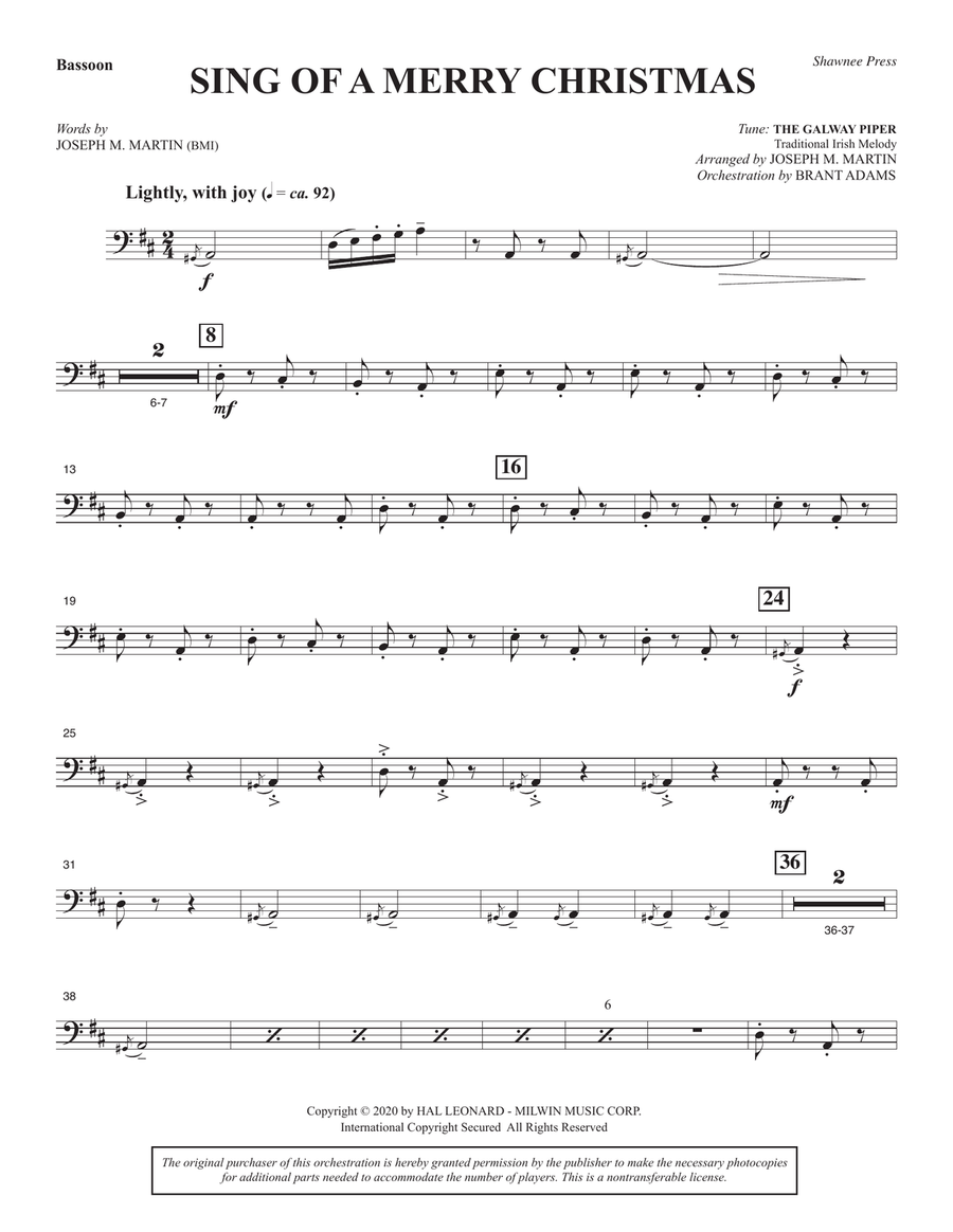 Sing of a Merry Christmas (Full Orchestra) - Bassoon Choir scores gallery preview page 1
