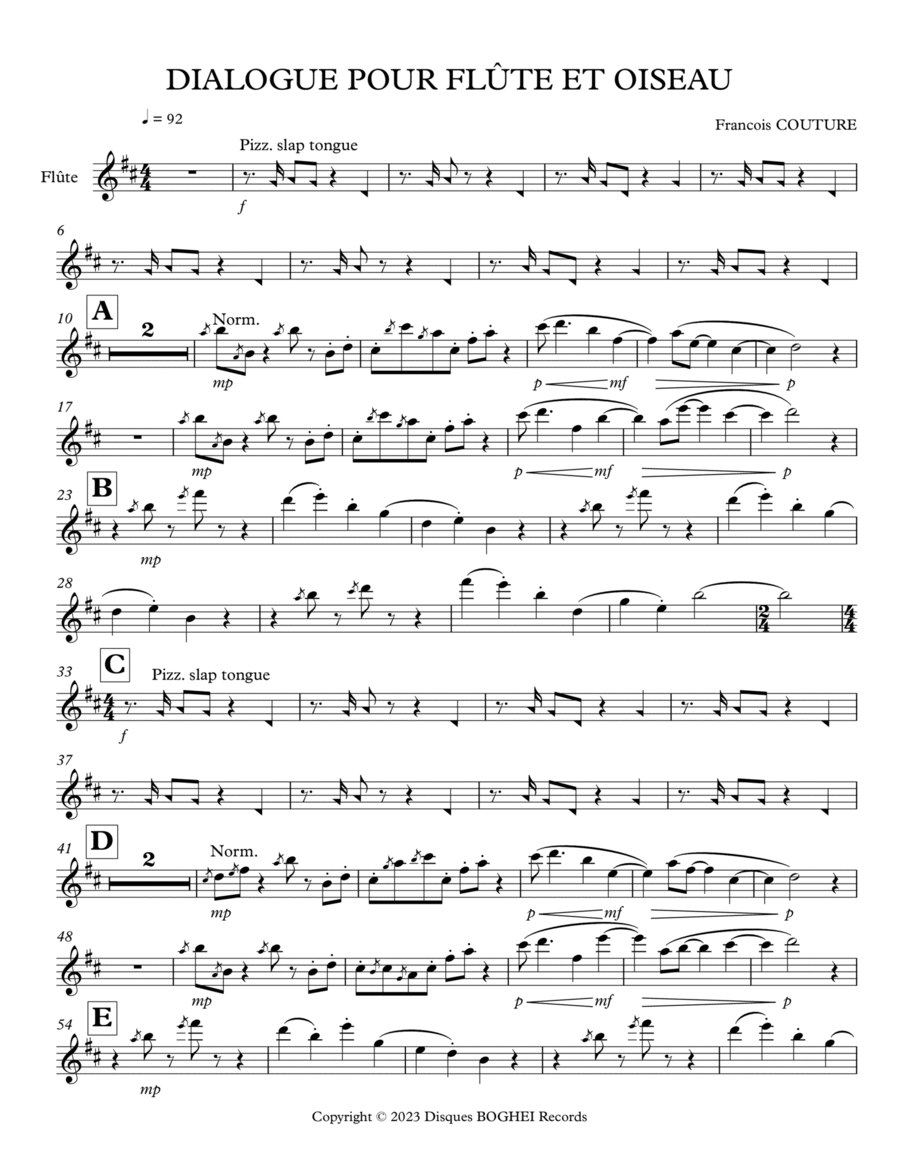 DIALOGUE POUR FLÛTE ET OISEAU Flute Solo scores gallery preview page 1
