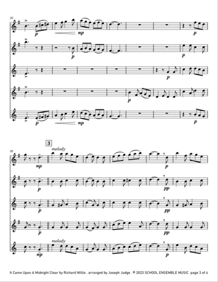 It Came Upon A Midnight Clear for Saxophone Quartet in Schools Saxophone Quartet scores gallery preview page 3