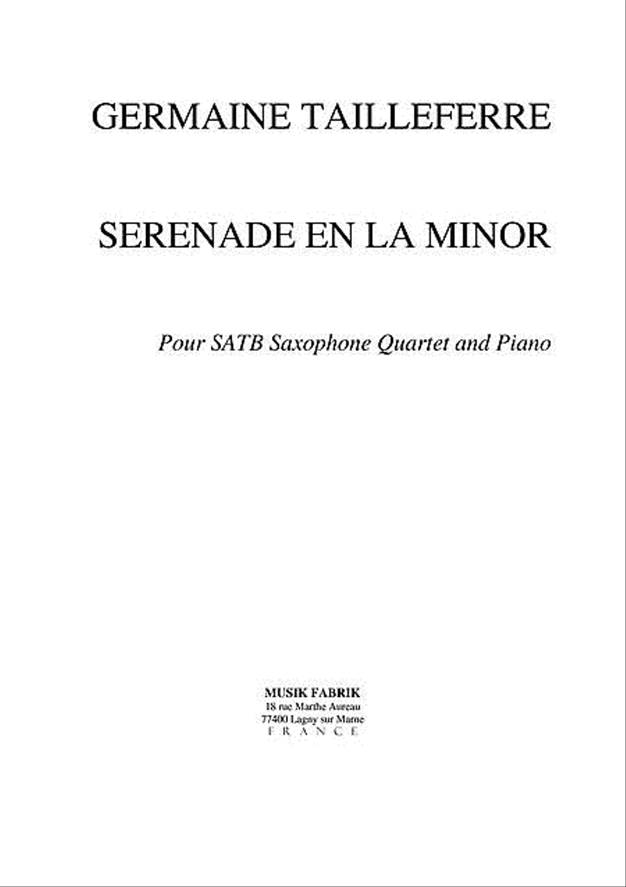 Serenade en la min. Saxophone Quartet scores gallery preview page 1
