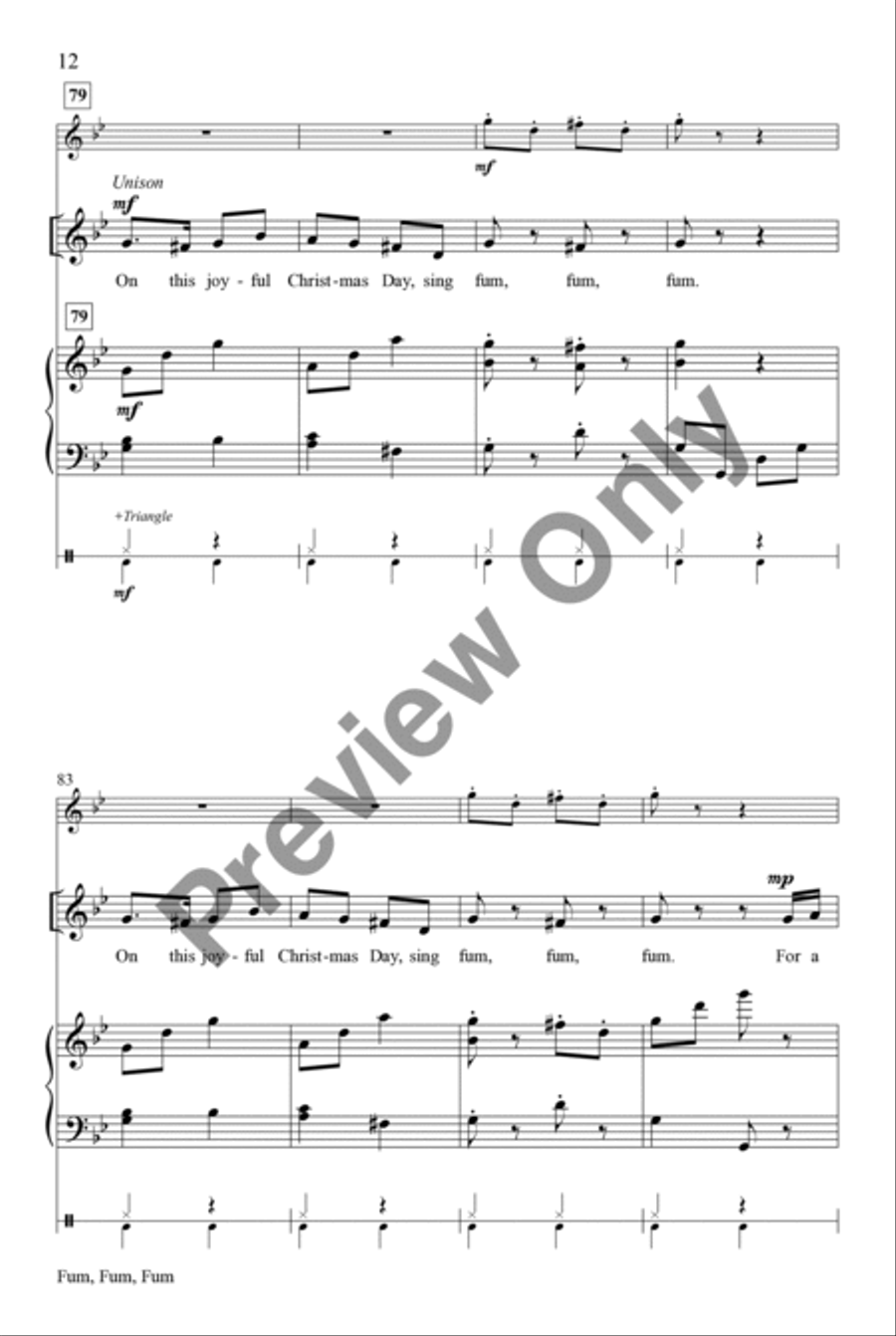 Fum, Fum, Fum Unison/opt. 2-Part Unison Choir scores gallery preview page 12