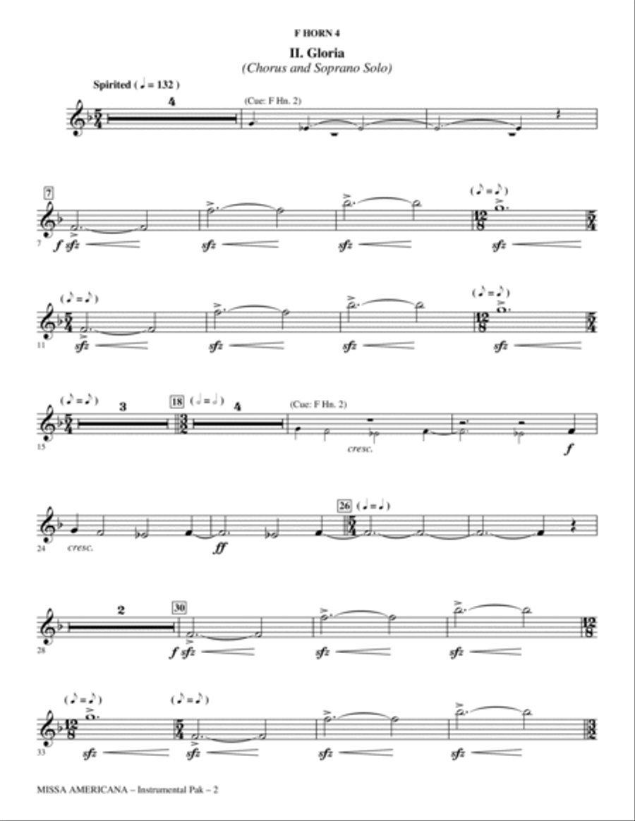 Missa Americana - F Horn 4 Choir scores gallery preview page 2