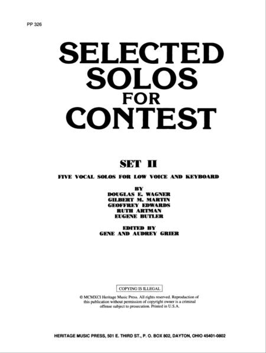 Selected Solos for Contest, Set II - Low Voice